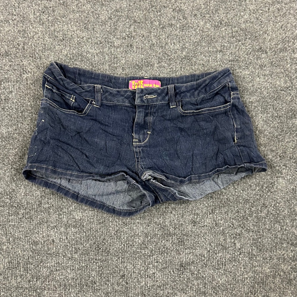 Tyte Denim Shorts Womens Size 11 Blue Low Rise Embroidered Pockets Casual Dark